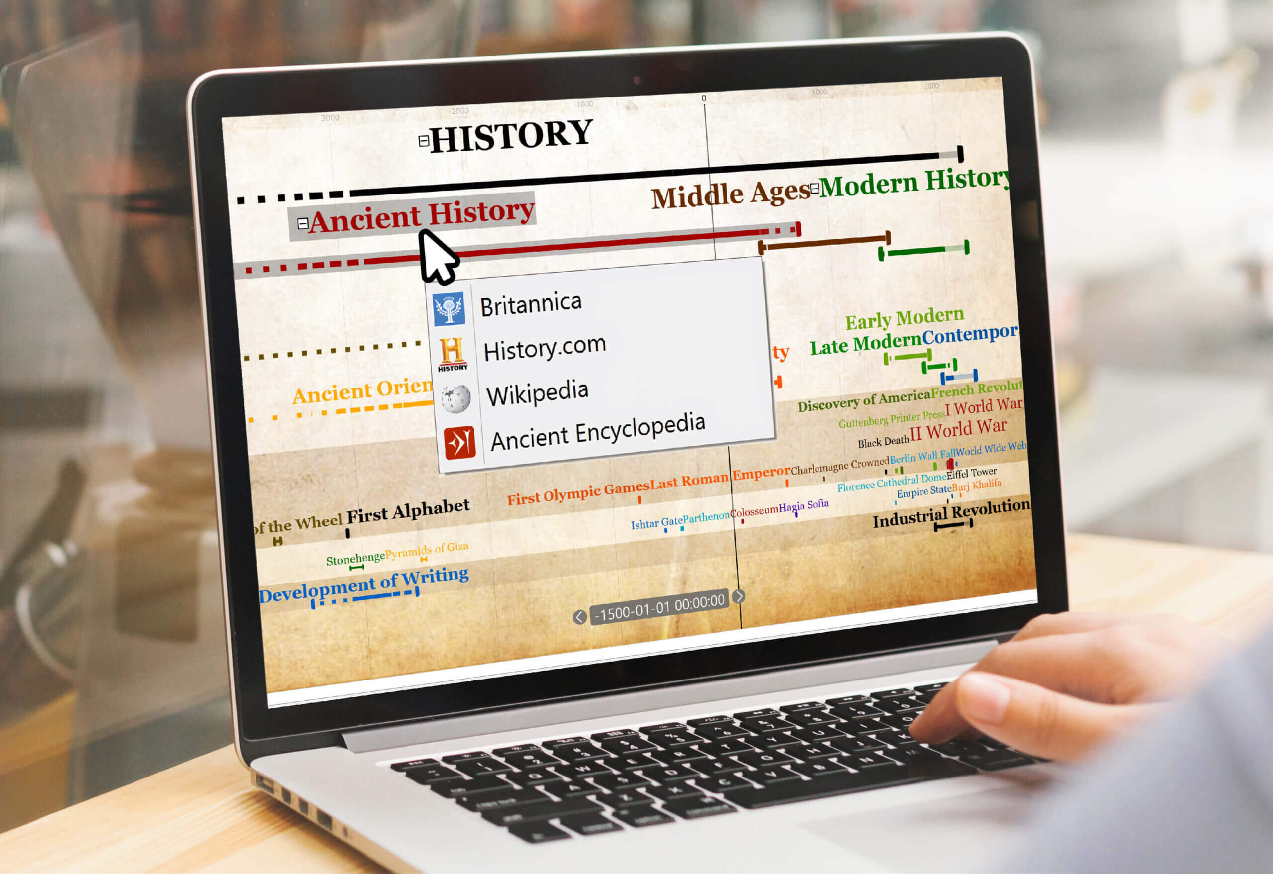 Built-in encyclopedia access from Timeline Software