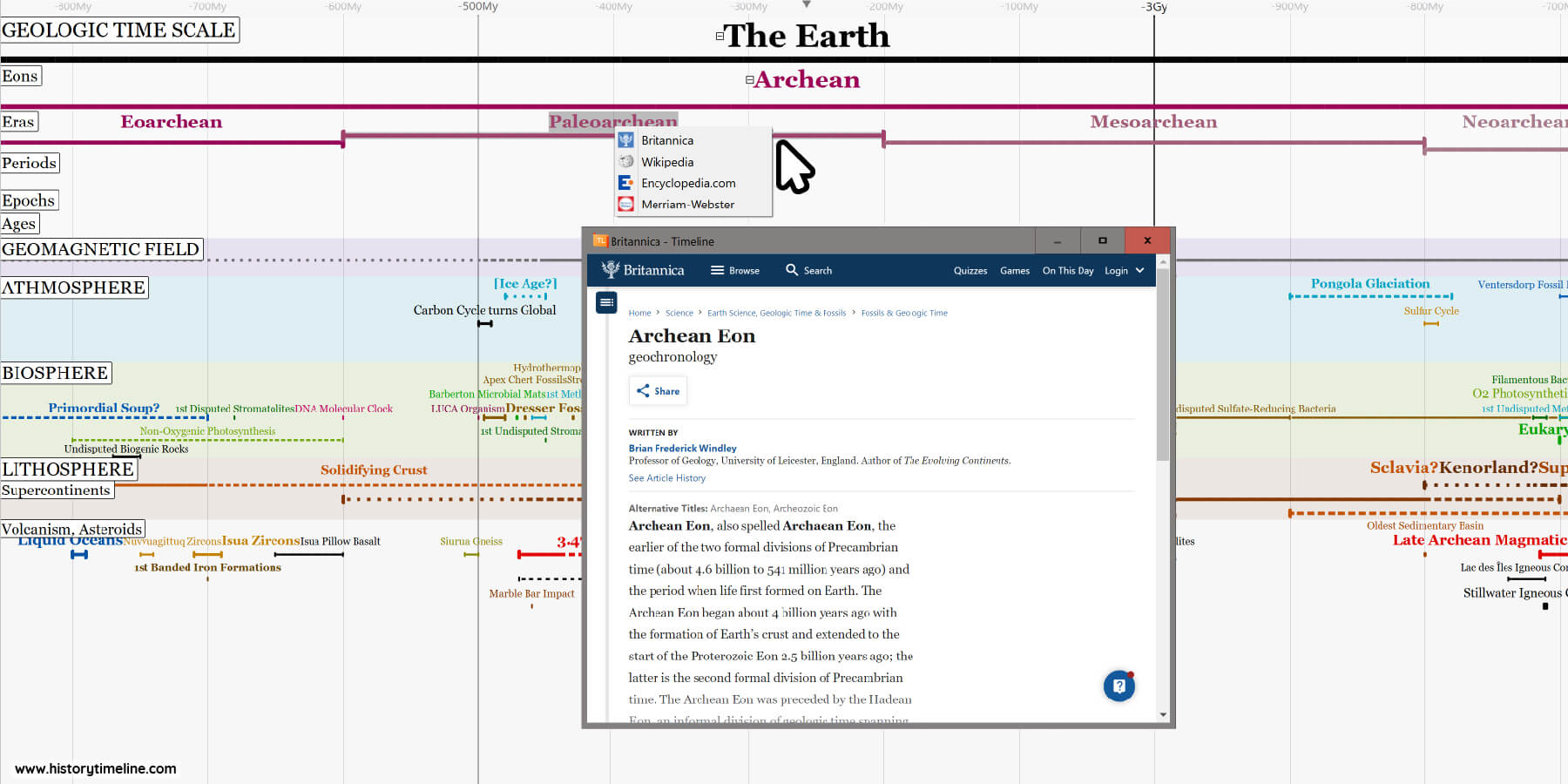 Screenshot of Interactive Geologic Time Scale